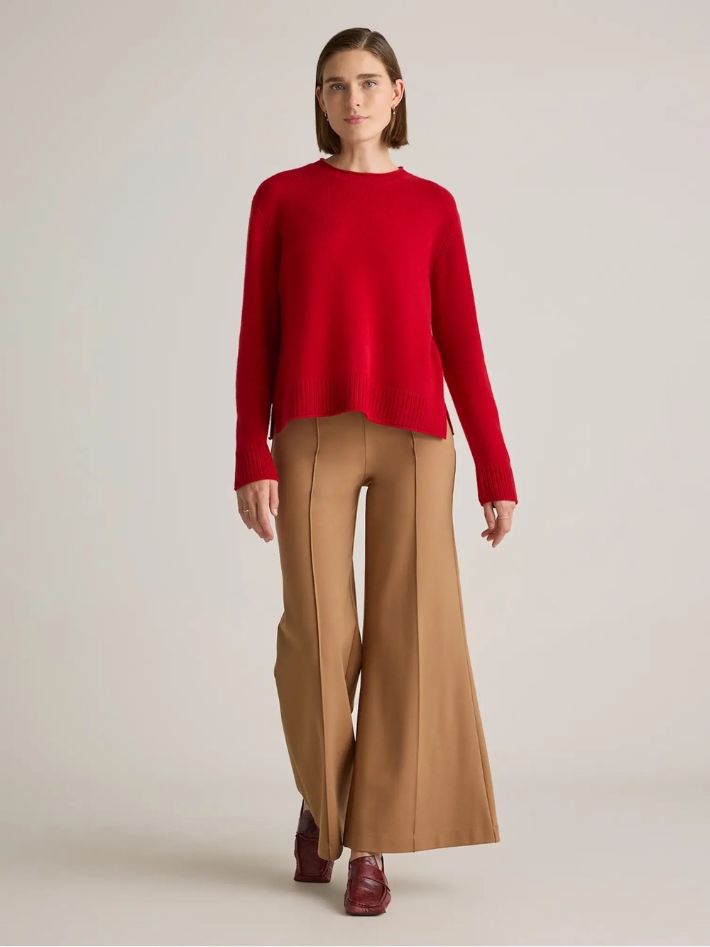 Quince Mongolian Cashmere Boxy Crewneck Sweater , sz : medium